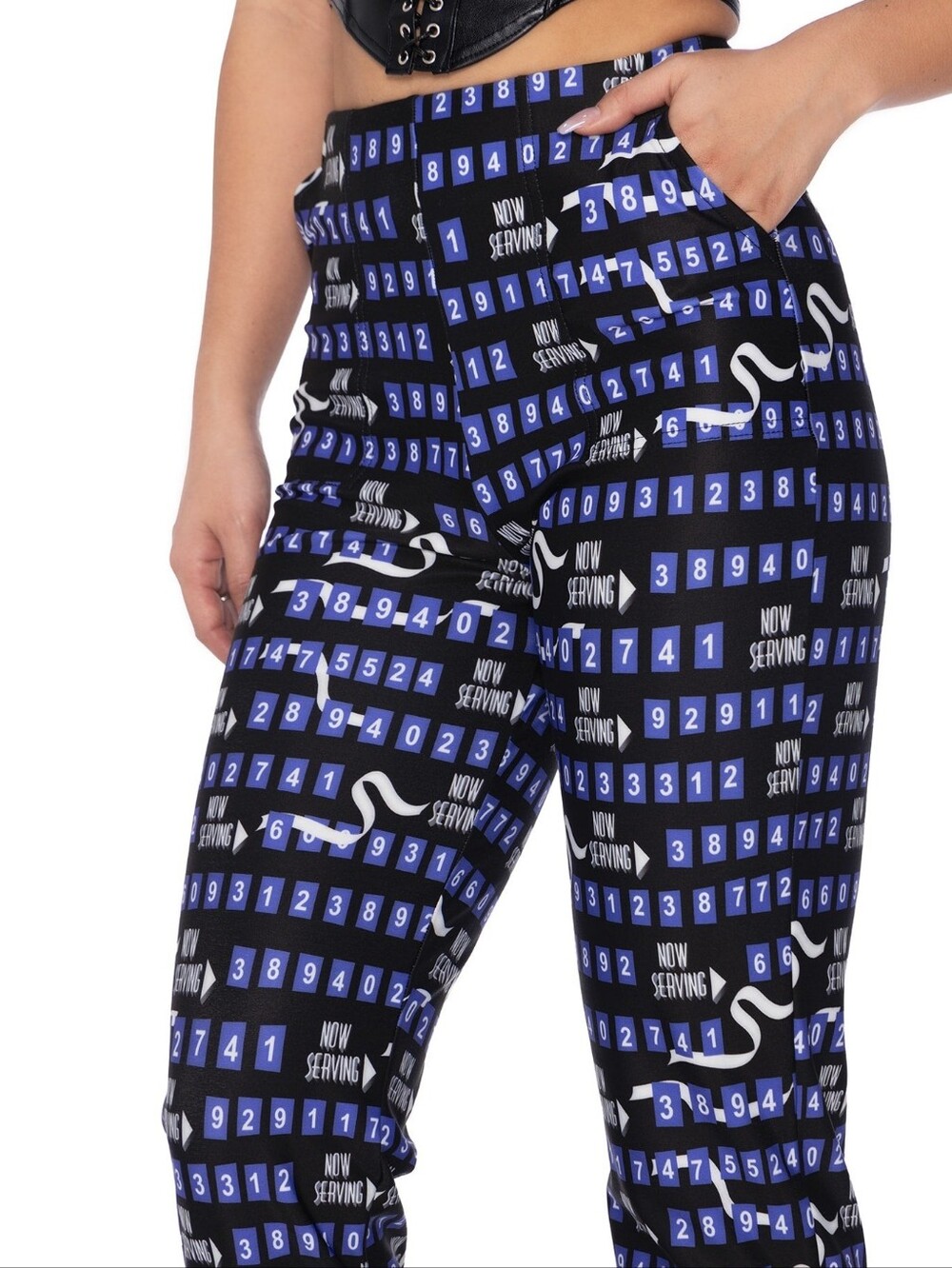 Blackmilk Beetlejuice Now Serving Ticket Number High Waist Straight Leg Pant XS - Picture 3 of 14